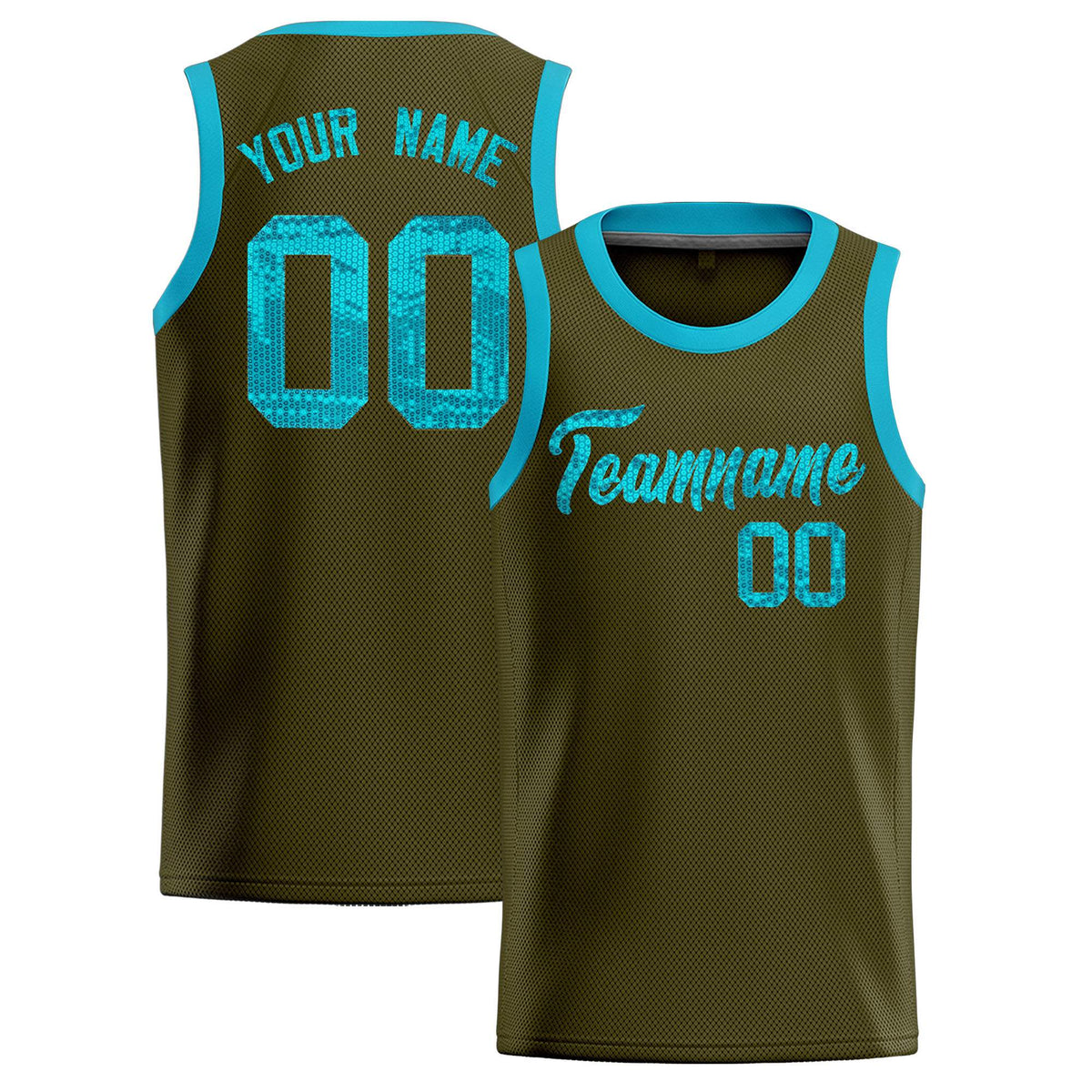 Custom Olive Sequined Tops Athletic Basketball Jersey
