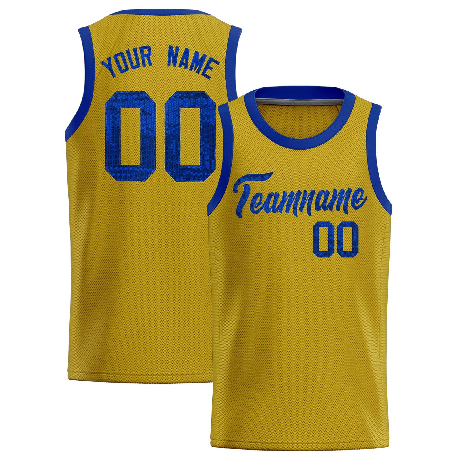 Custom Old Gold Sequined Tops Athletic Basketball Jersey