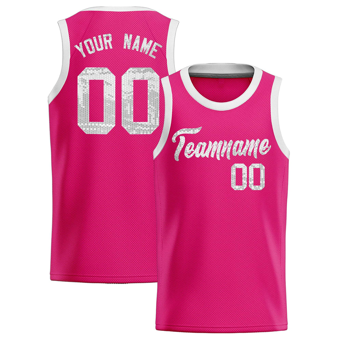 Custom Pink Sequined Tops Athletic Basketball Jersey