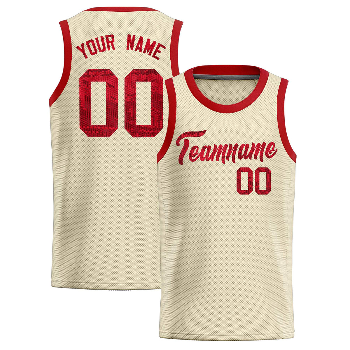 Custom Cream Sequined Tops Athletic Basketball Jersey