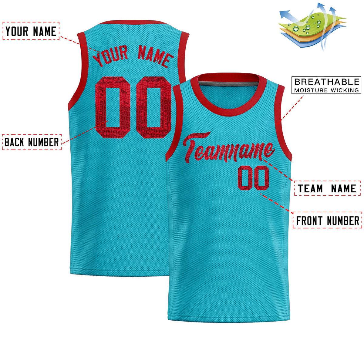 Custom Sky Blue Sequined Tops Athletic Basketball Jersey