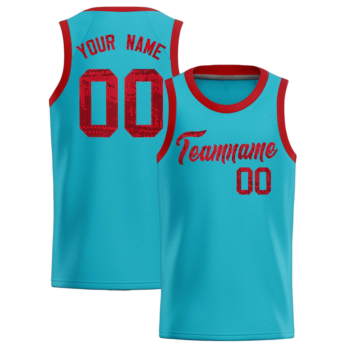 Custom Sky Blue Sequined Tops Athletic Basketball Jersey
