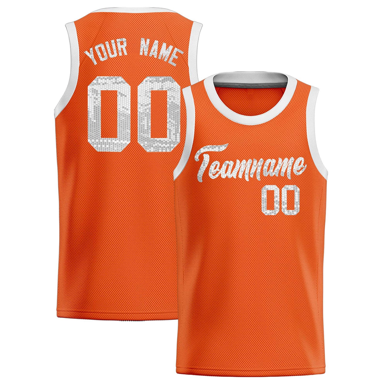 Custom Orange Sequined Tops Athletic Basketball Jersey