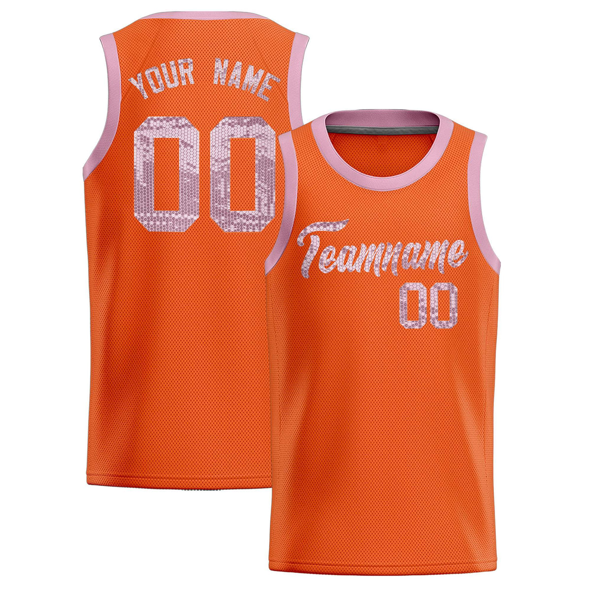 Custom Orange Sequined Tops Athletic Basketball Jersey