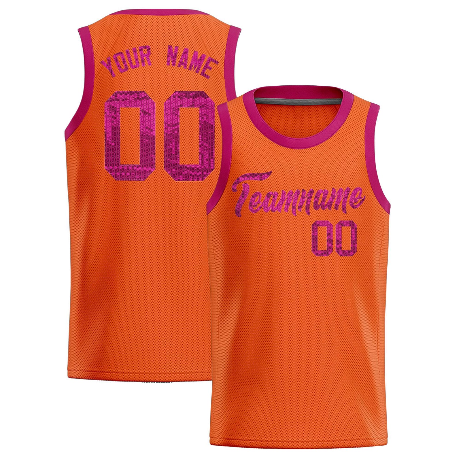Custom Orange Sequined Tops Athletic Basketball Jersey