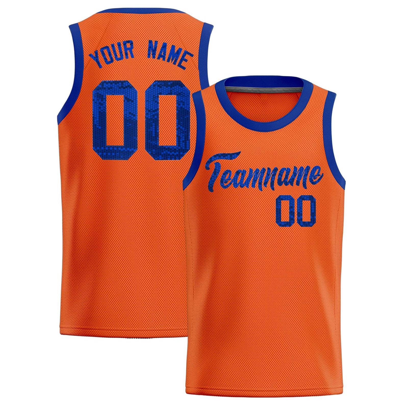 Custom Orange Sequined Tops Athletic Basketball Jersey