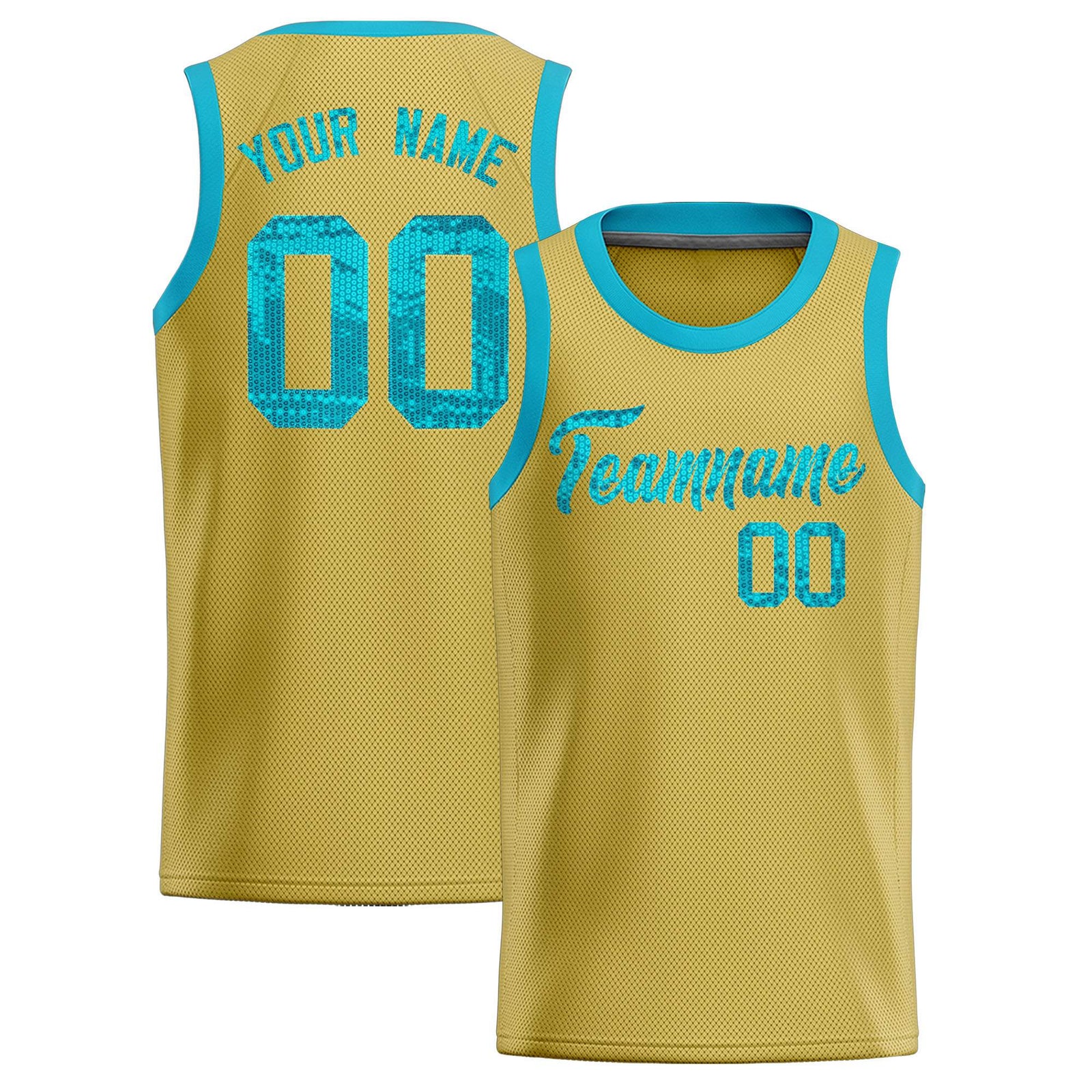 Custom Old Gold Sequined Tops Athletic Basketball Jersey
