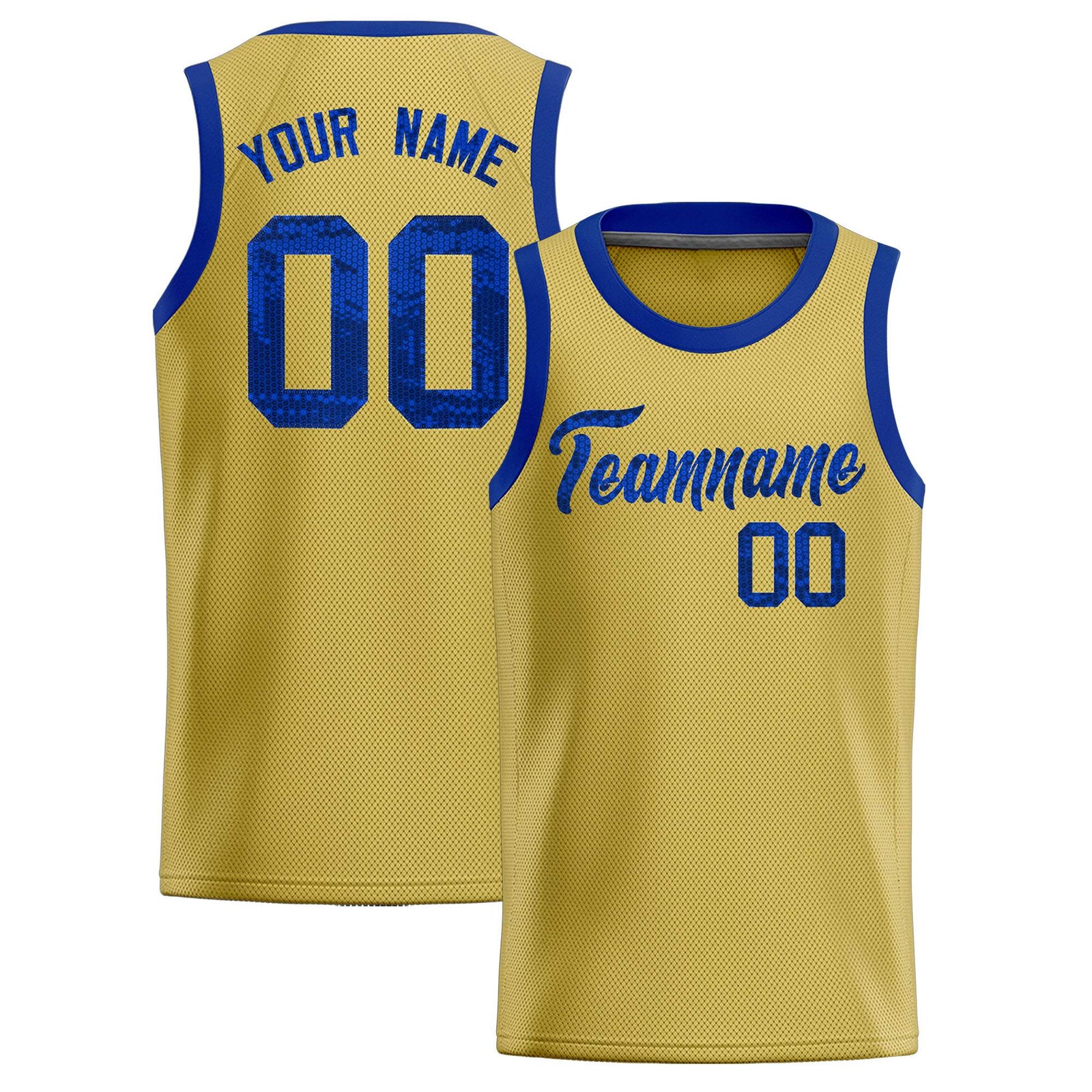 Custom Old Gold Sequined Tops Athletic Basketball Jersey