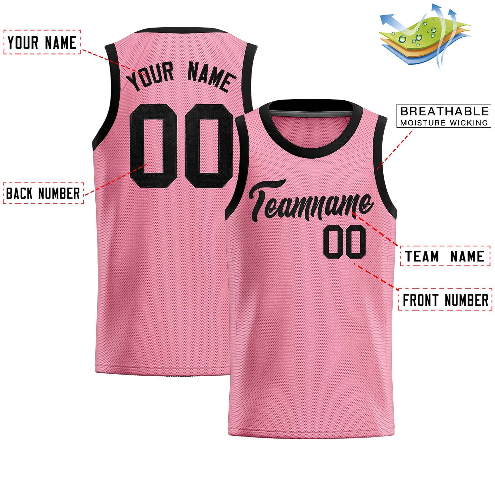 Custom Light Pink Sequined Tops Athletic Basketball Jersey