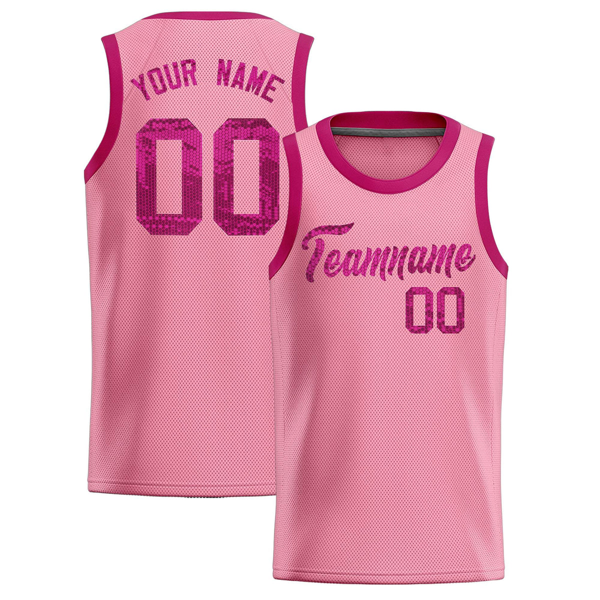 Custom Light Pink Sequined Tops Athletic Basketball Jersey