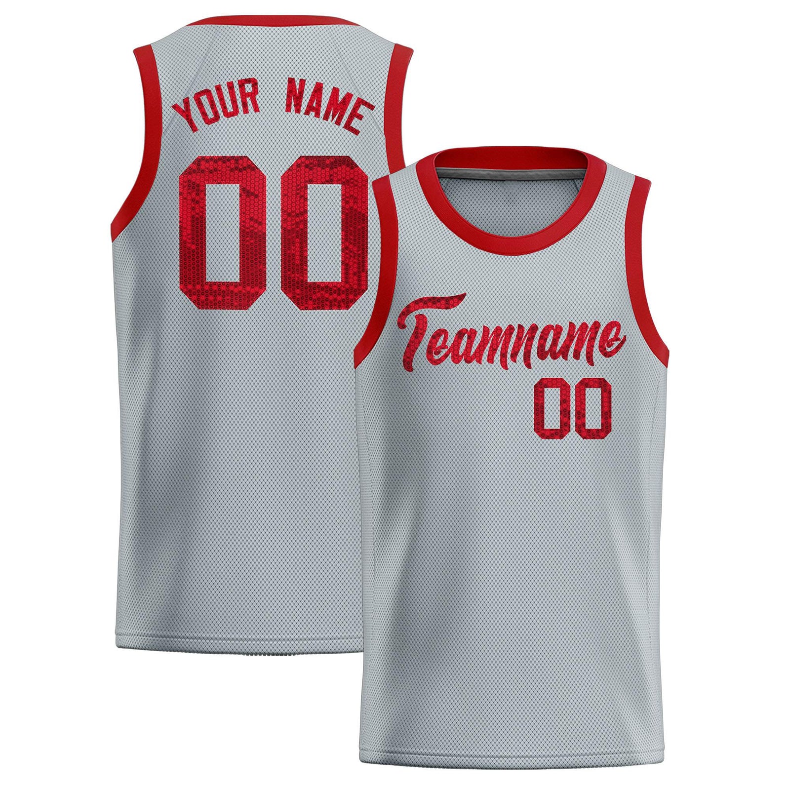 Custom Silver Sequined Tops Athletic Basketball Jersey