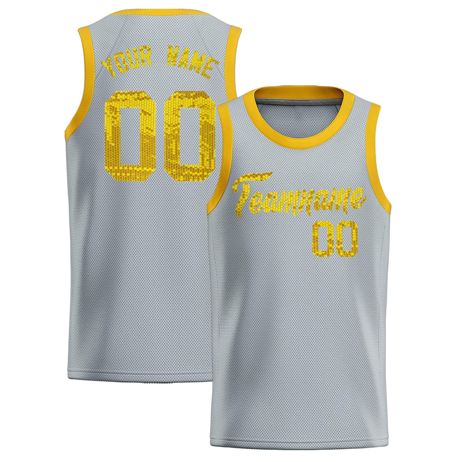 Custom Silver Sequined Tops Athletic Basketball Jersey