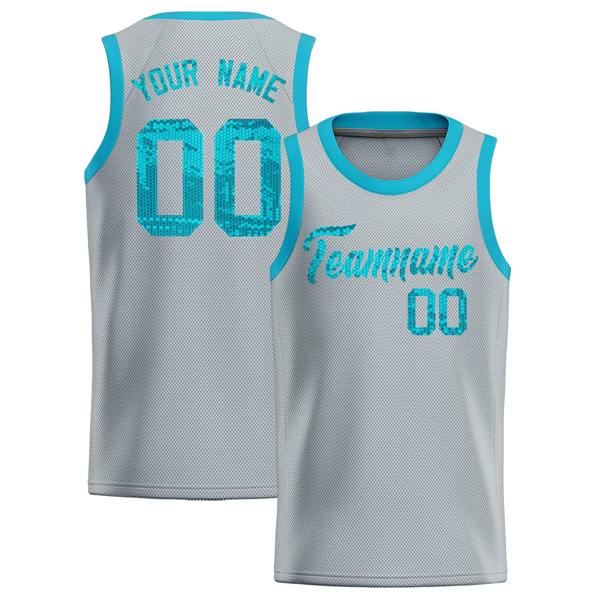 Custom Silver Sequined Tops Athletic Basketball Jersey