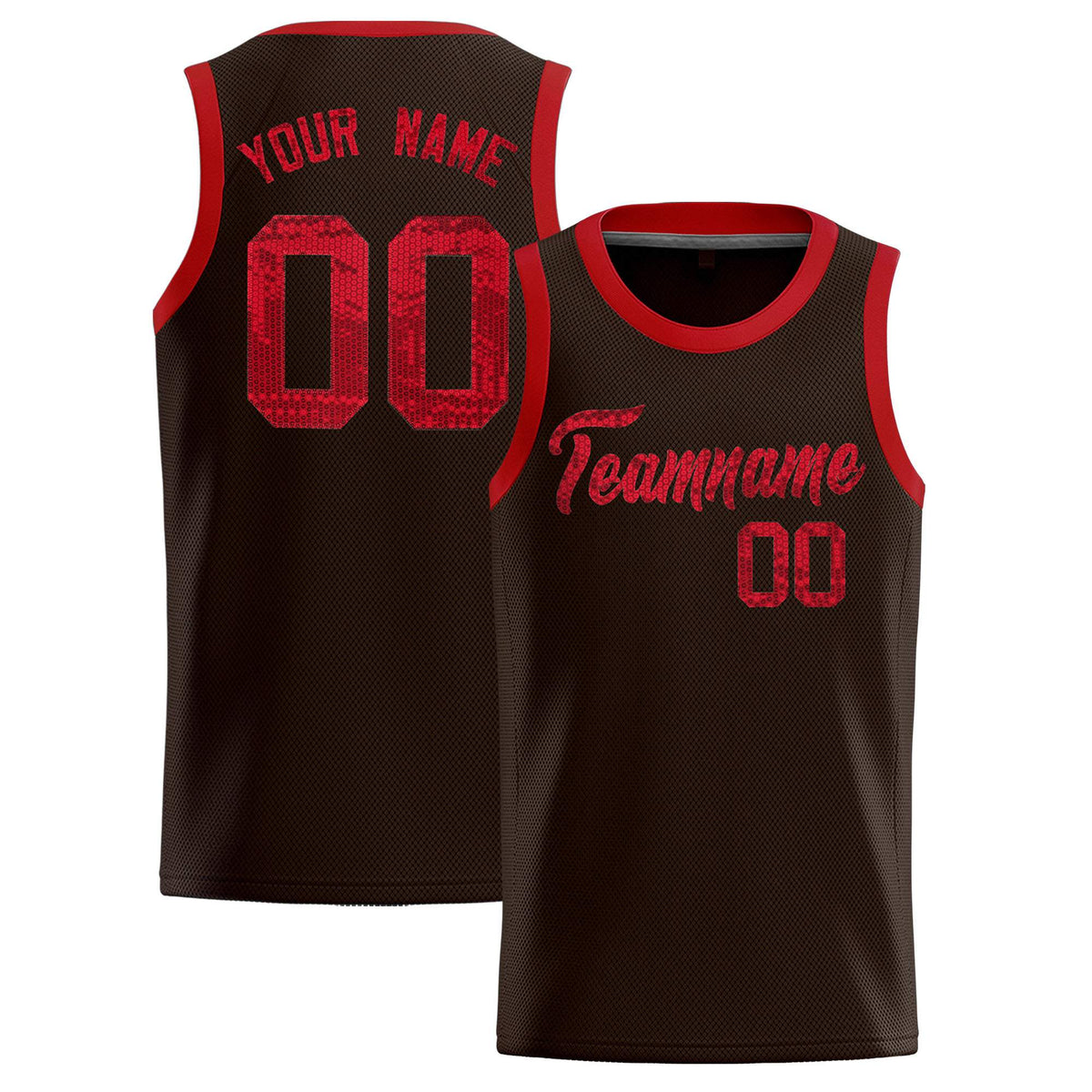 Custom Brown Sequined Tops Athletic Basketball Jersey