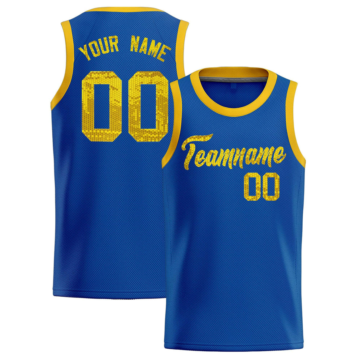 Custom Royal Sequined Tops Athletic Basketball Jersey