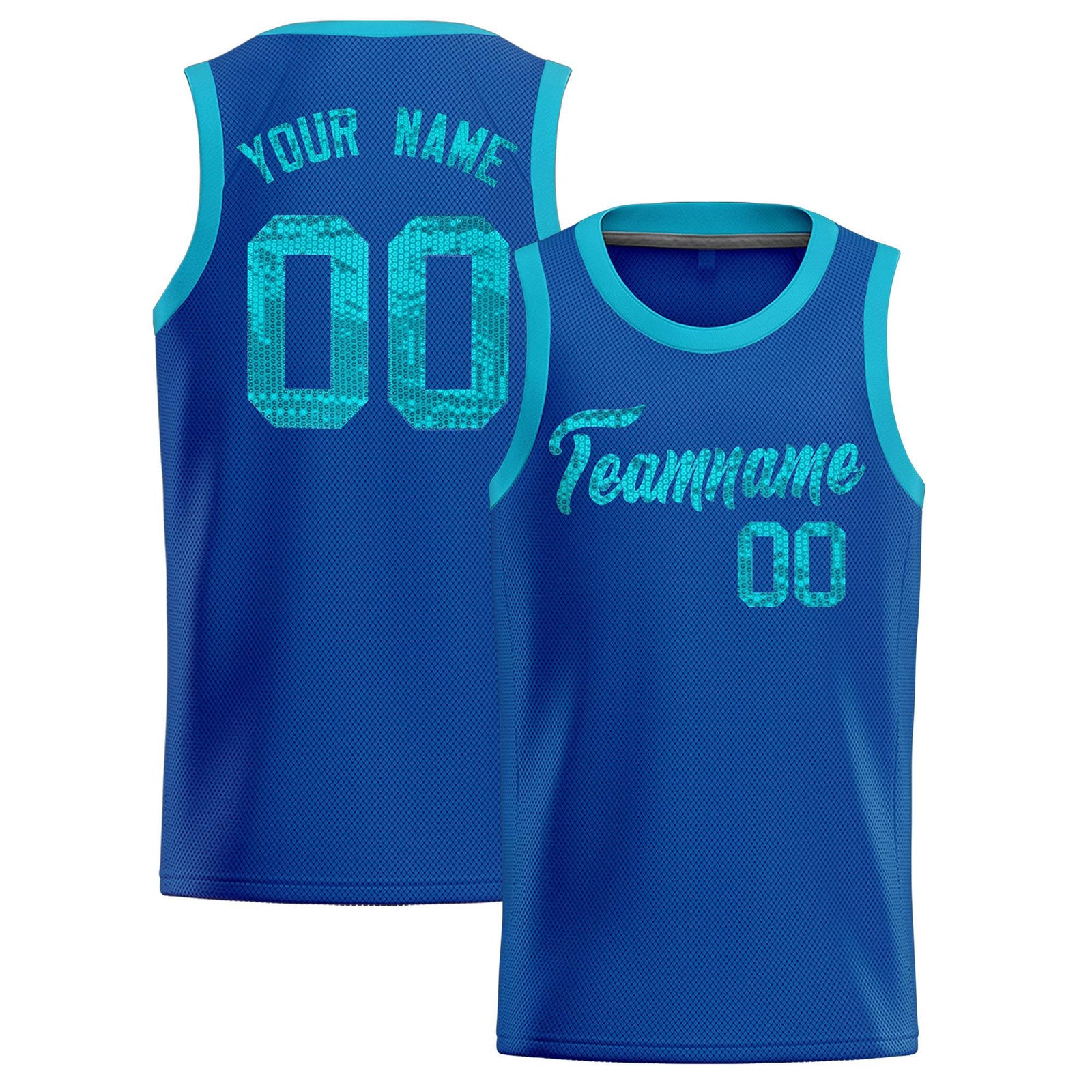 Custom Royal Sequined Tops Athletic Basketball Jersey
