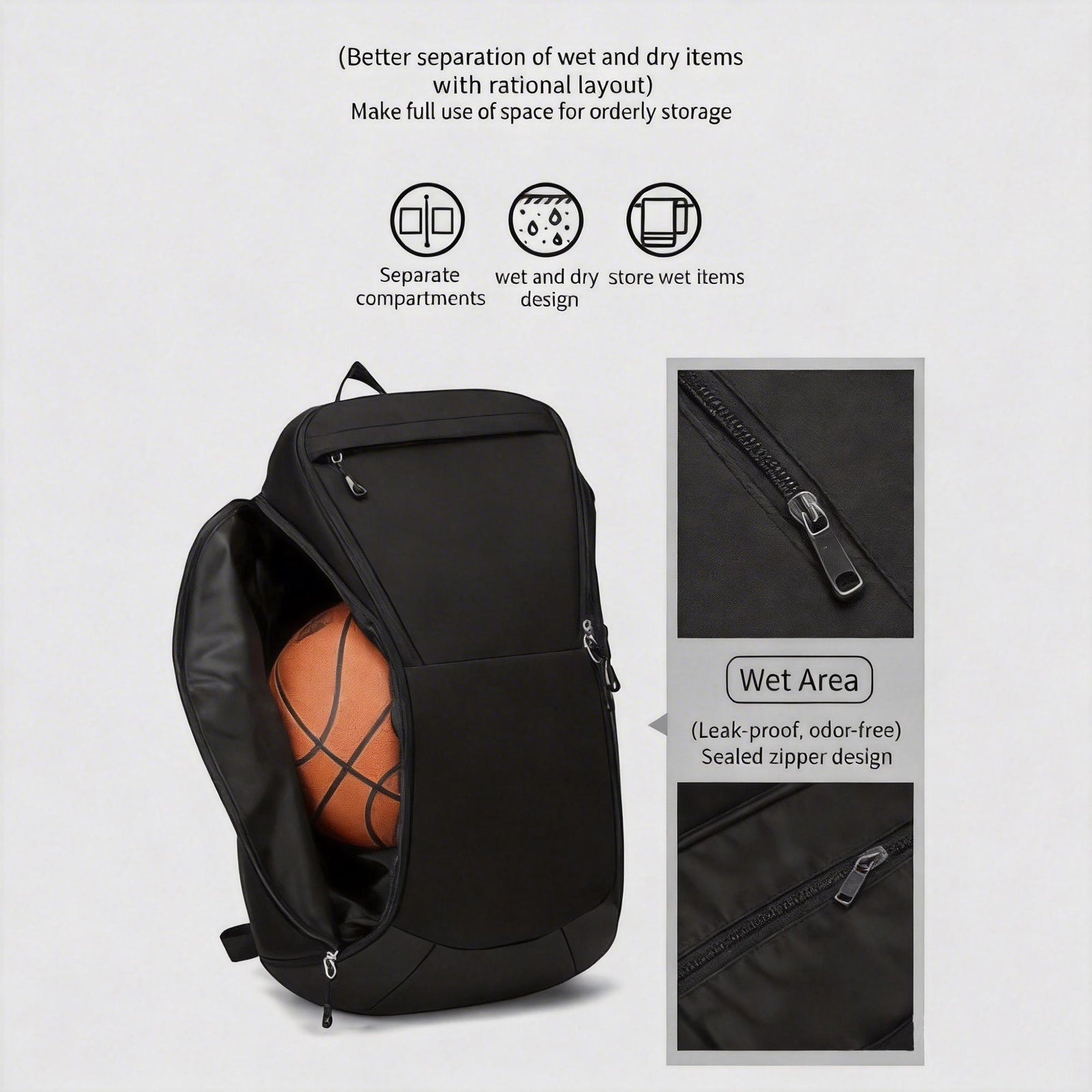 Custom Basketball Backpack – Sports Taraining Bag with Separate Ball Compartment & Wet Dry Storage