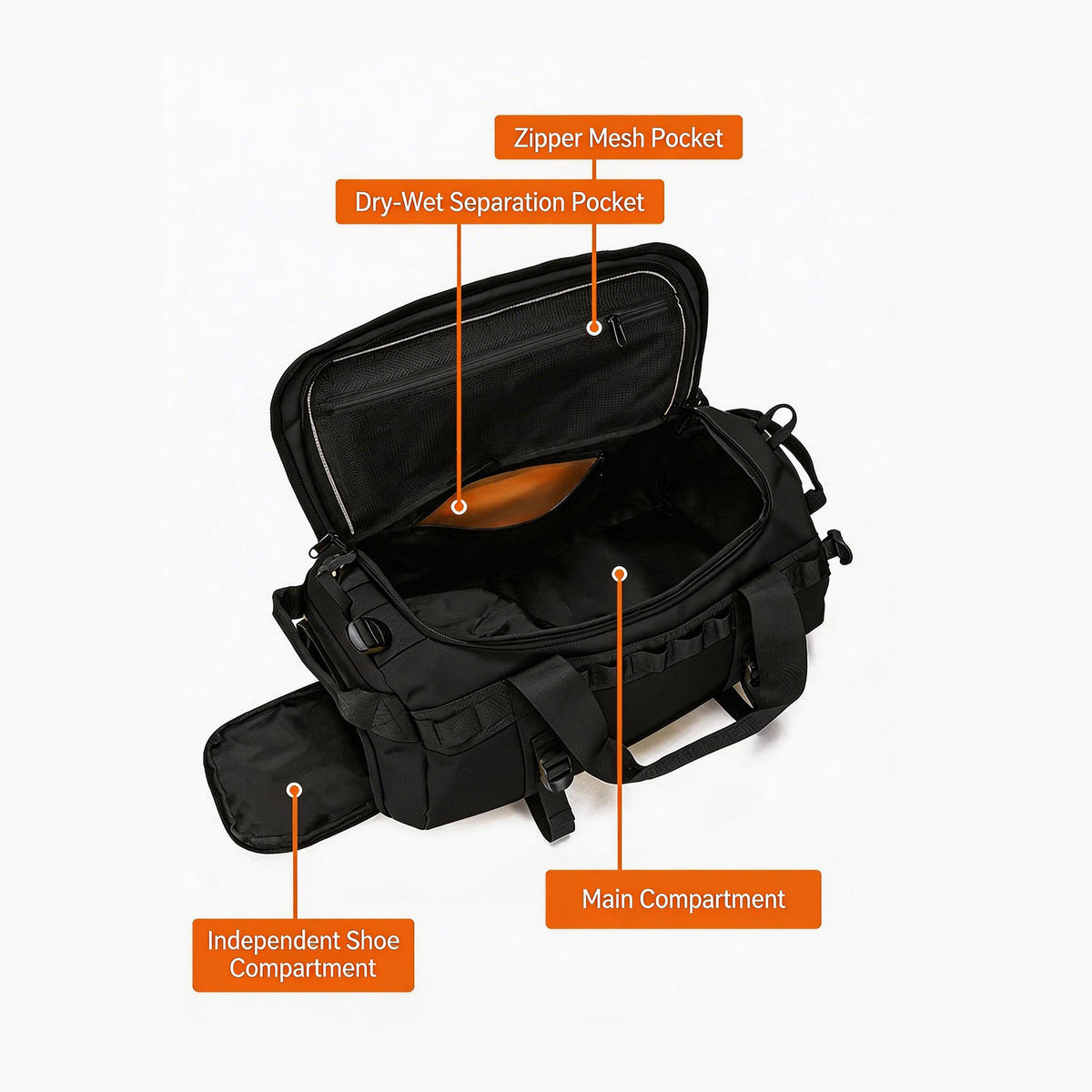 Waterproof Camping Duffel Bag – Outdoor Travel Storage Bag with Wet Dry Compartment