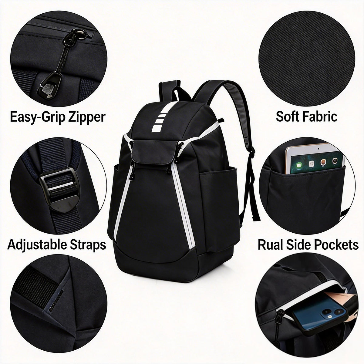 Custom Basketball Backpack – Large Capacity Oxford Sports Training Backpack with Ball Storage Compartment