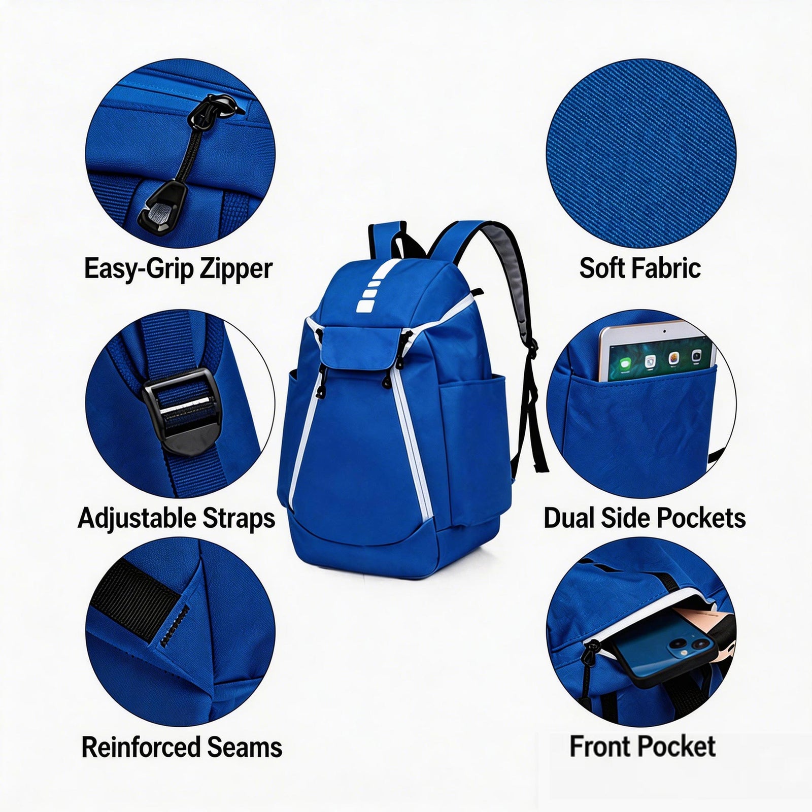 Custom Basketball Backpack – Large Capacity Oxford Sports Training Backpack with Ball Storage Compartment