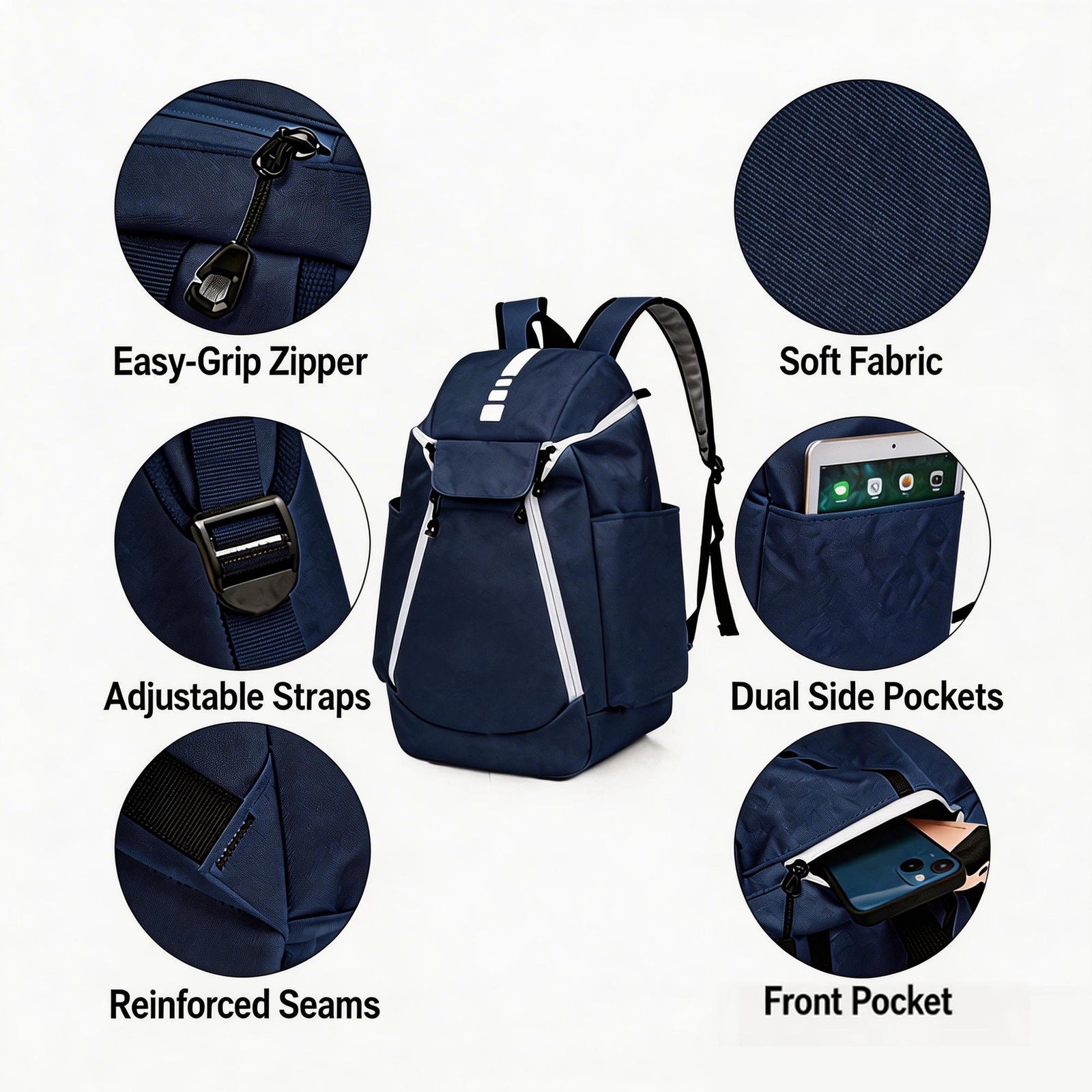Custom Basketball Backpack – Large Capacity Oxford Sports Training Backpack with Ball Storage Compartment