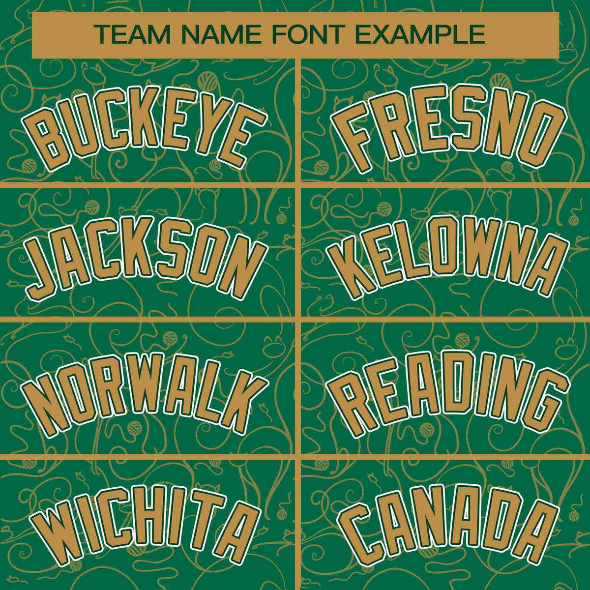 Custom Kelly Green Old Gold Line Art Graffiti Pattern Design Authentic Baseball Jersey