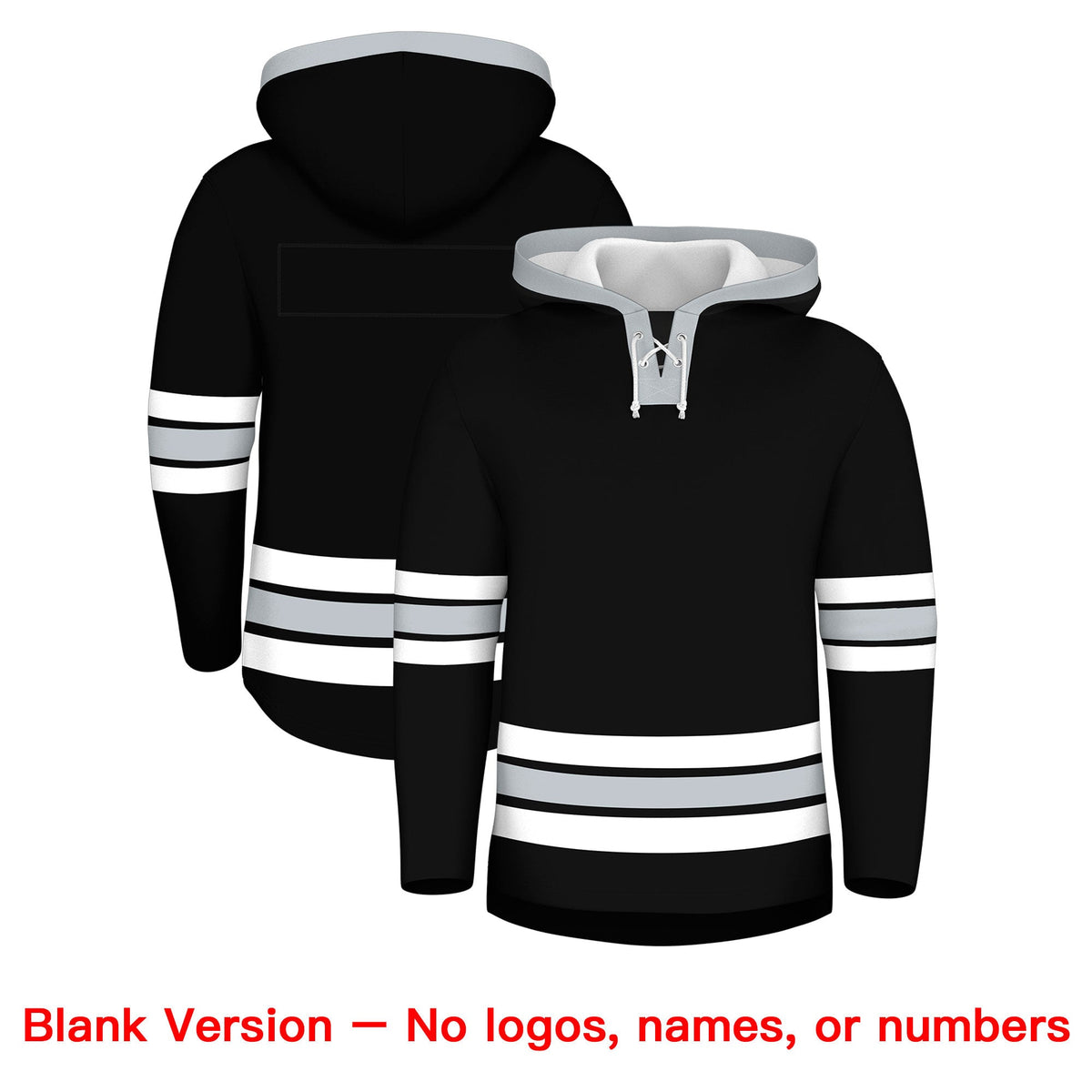 Custom Hockey Hoodie Jersey Black Silver Classic Style for Men&Youth