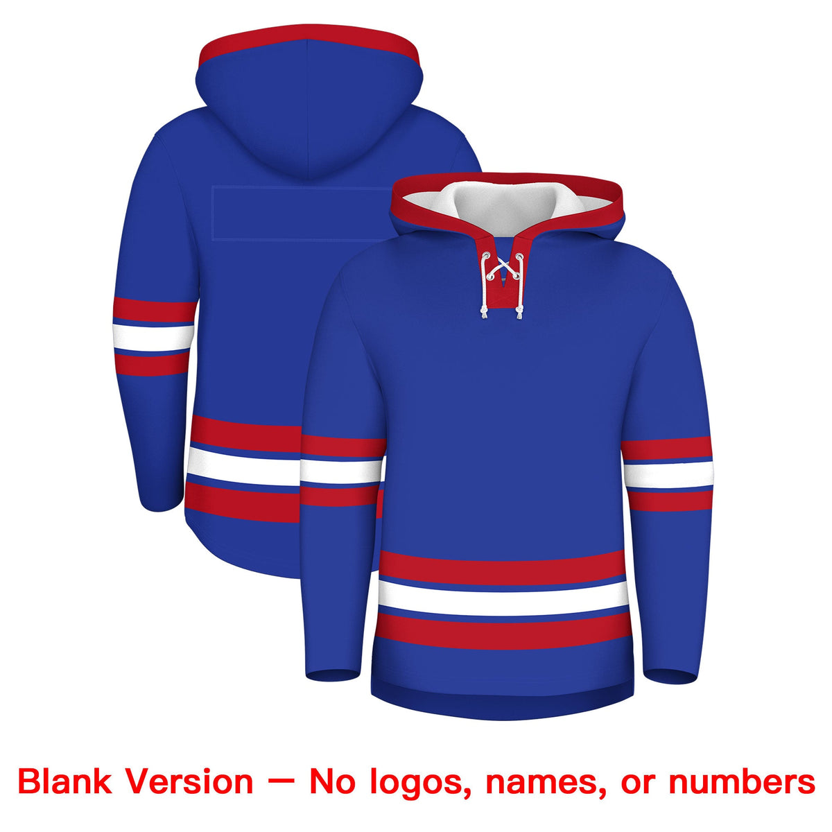 Custom Hockey Hoodie Jersey Royal Blue Red Classic Style Add Name,Number & Logo