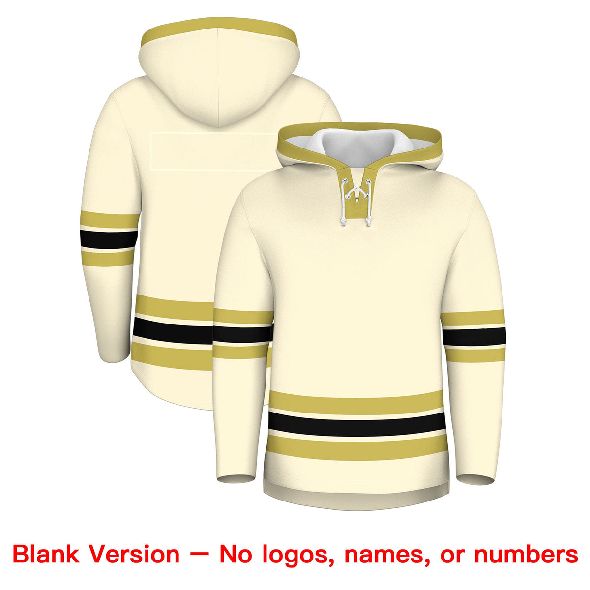 Custom Hockey Hoodie Jersey Cream Old Gold Classic Style for Men&Youth