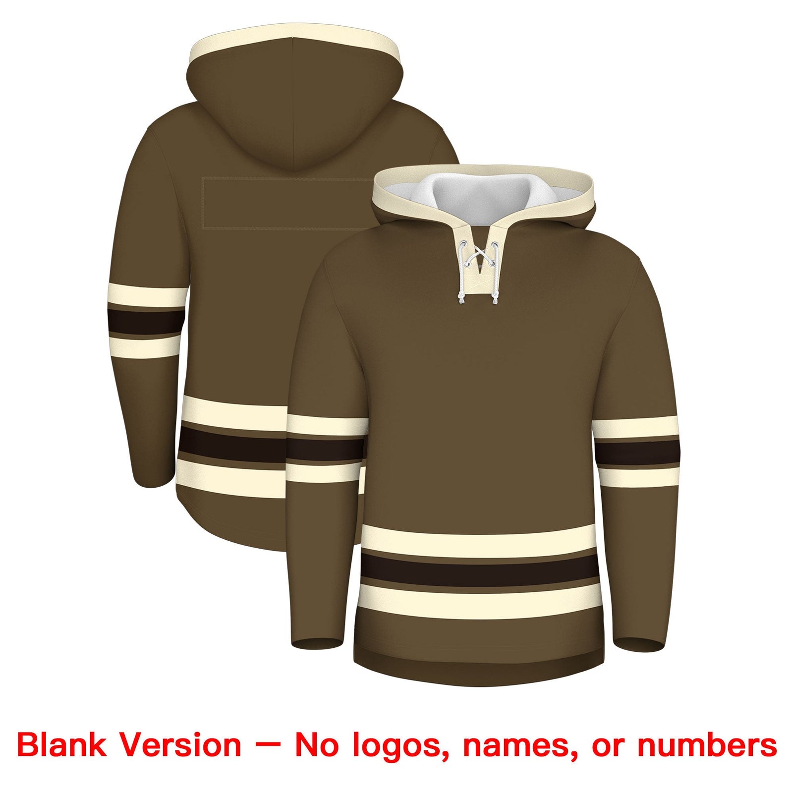 Custom Hockey Hoodie Jersey Light Brown Cream Classic Style Add Name,Number & Logo