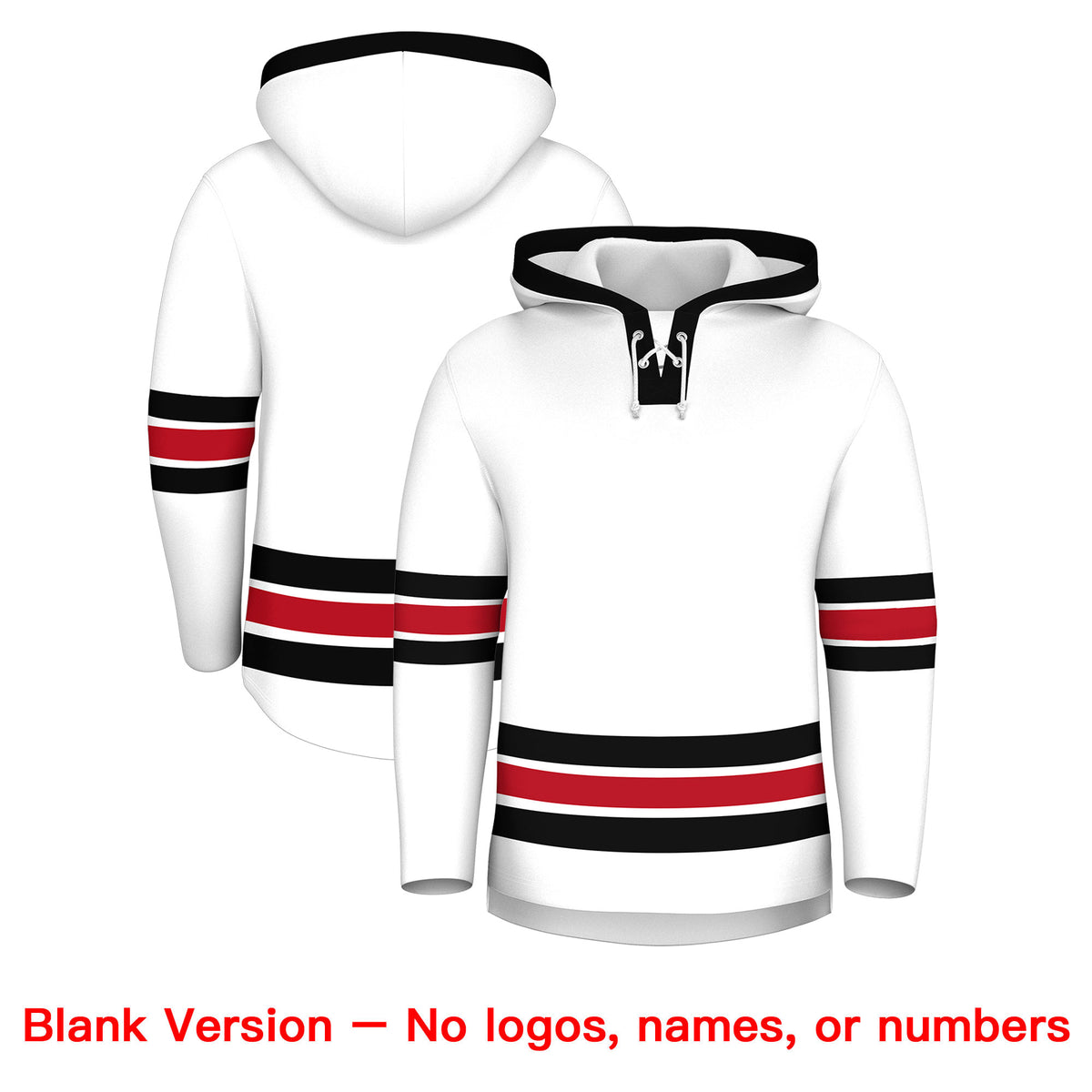 Custom Hockey Hoodie Jersey White Black Classic Style Add Name,Number & Logo