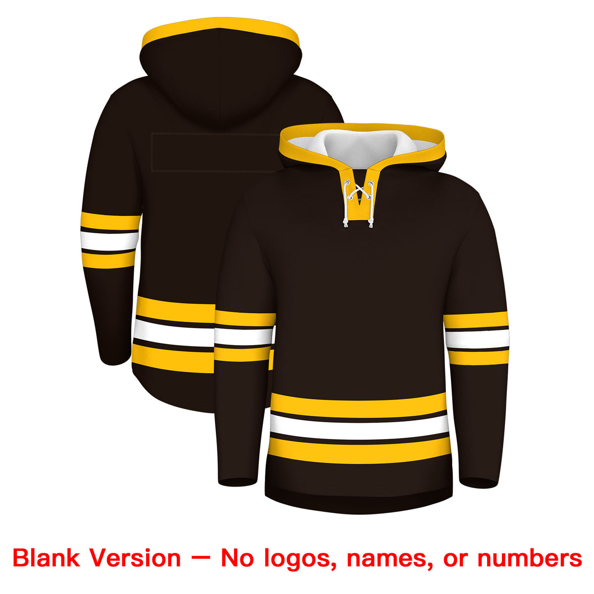 Custom Hockey Hoodie Jersey Brown Gold Classic Style Add Name,Number & Logo