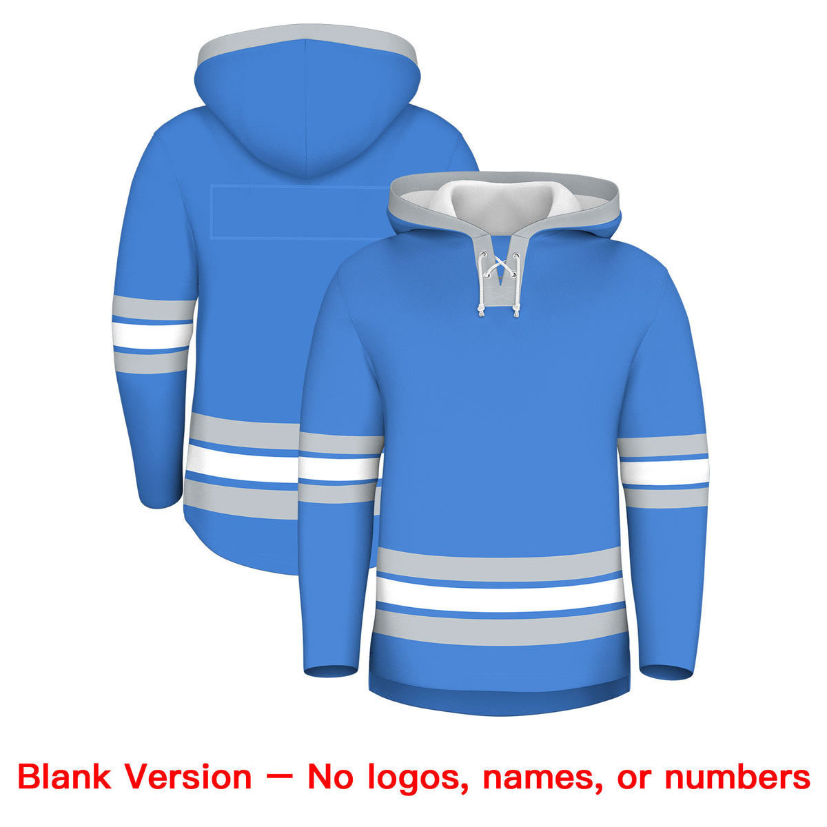 Custom Hockey Hoodie Jersey Powder Blue Silver Classic Style for Men&amp;Youth