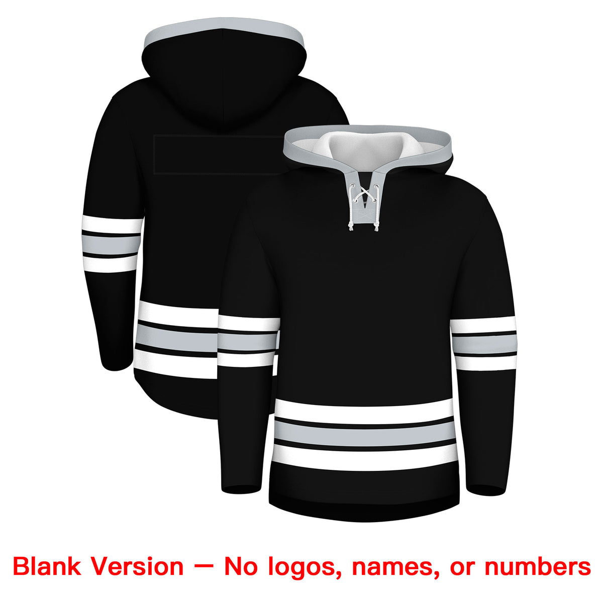 Custom Hockey Hoodie Jersey Black Silver Classic Style for Men&Youth
