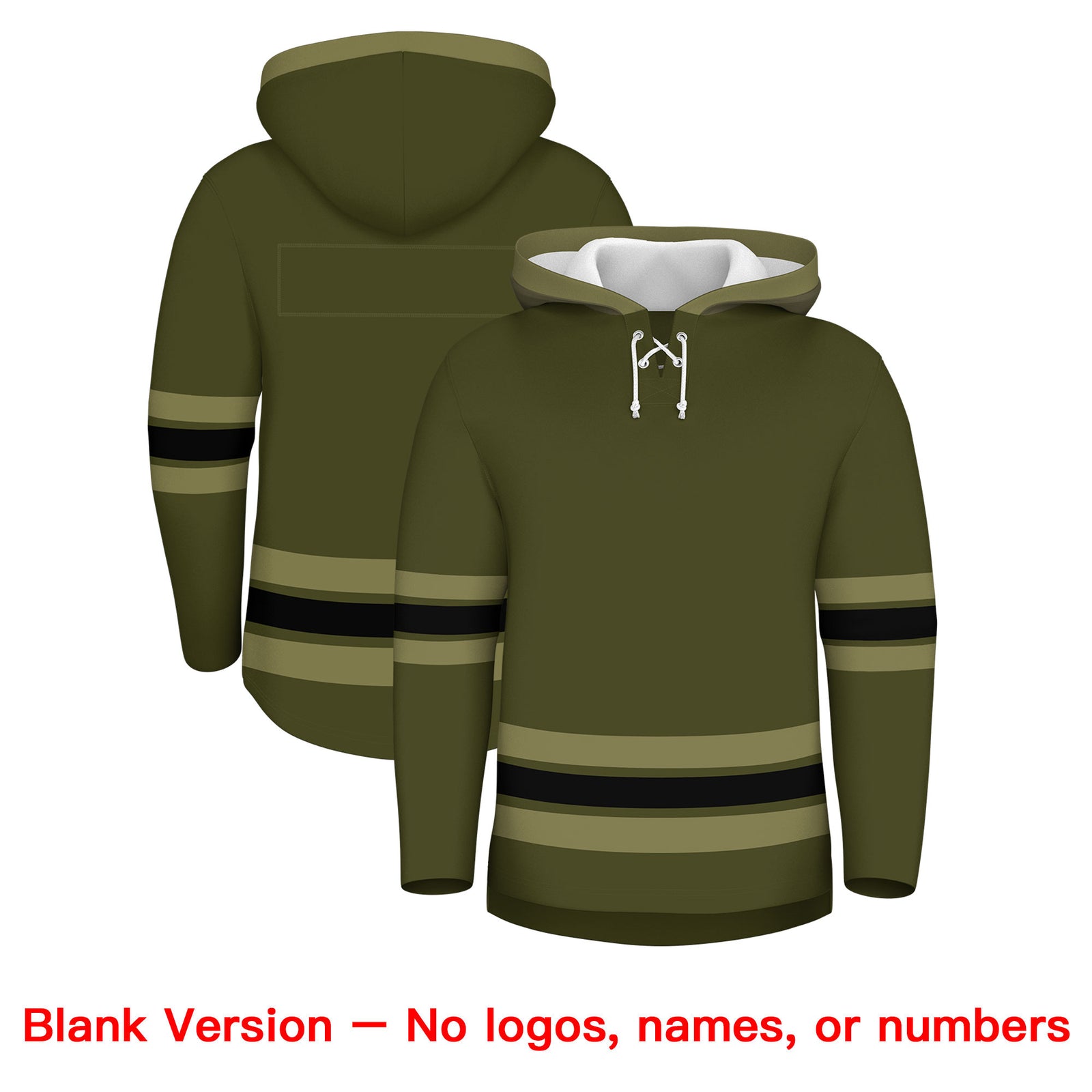 Custom Hockey Hoodie Jersey Olive Black Classic Style Add Name,Number & Logo