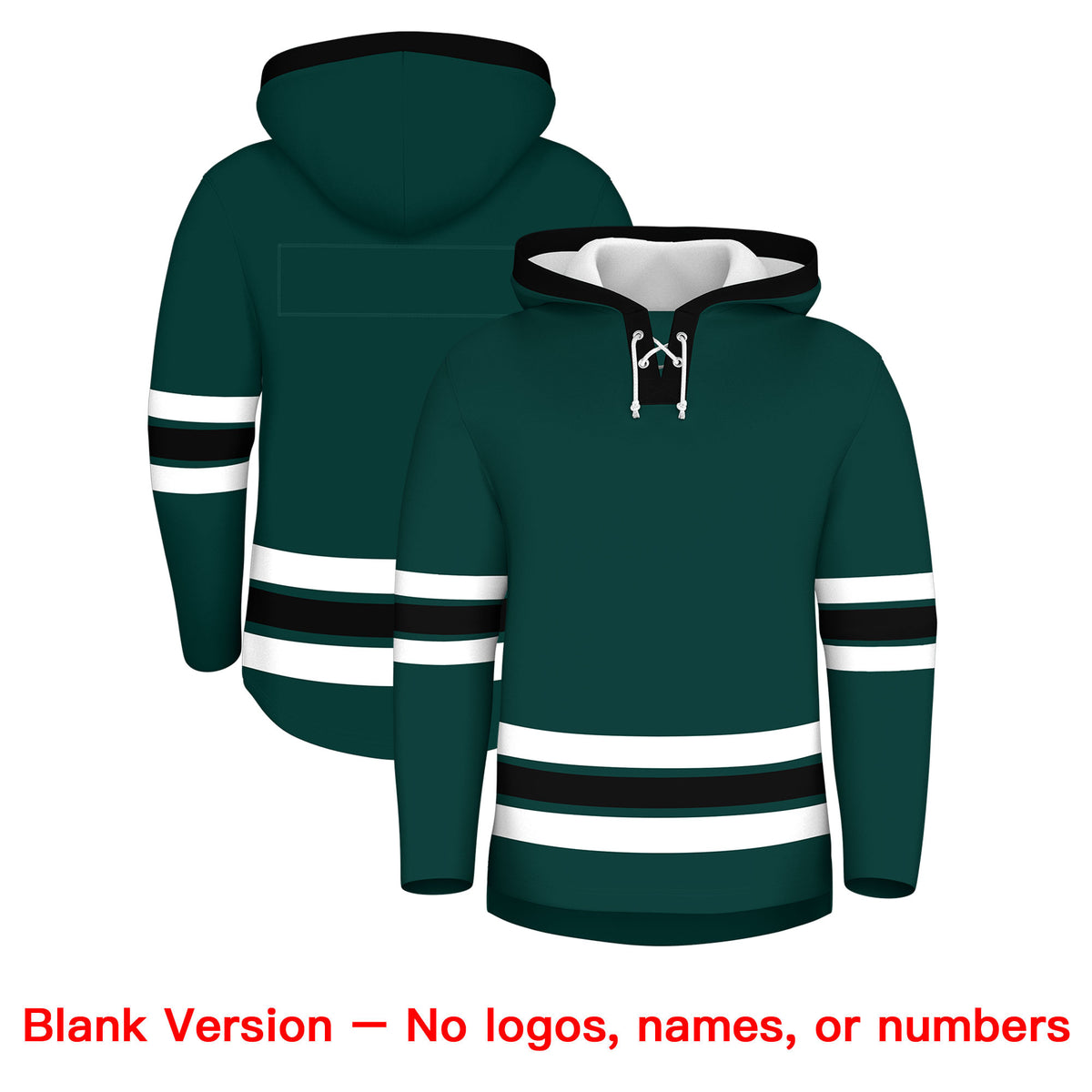 Custom Hockey Hoodie Jersey Midnight Green Black Classic Style Add Name,Number & Logo