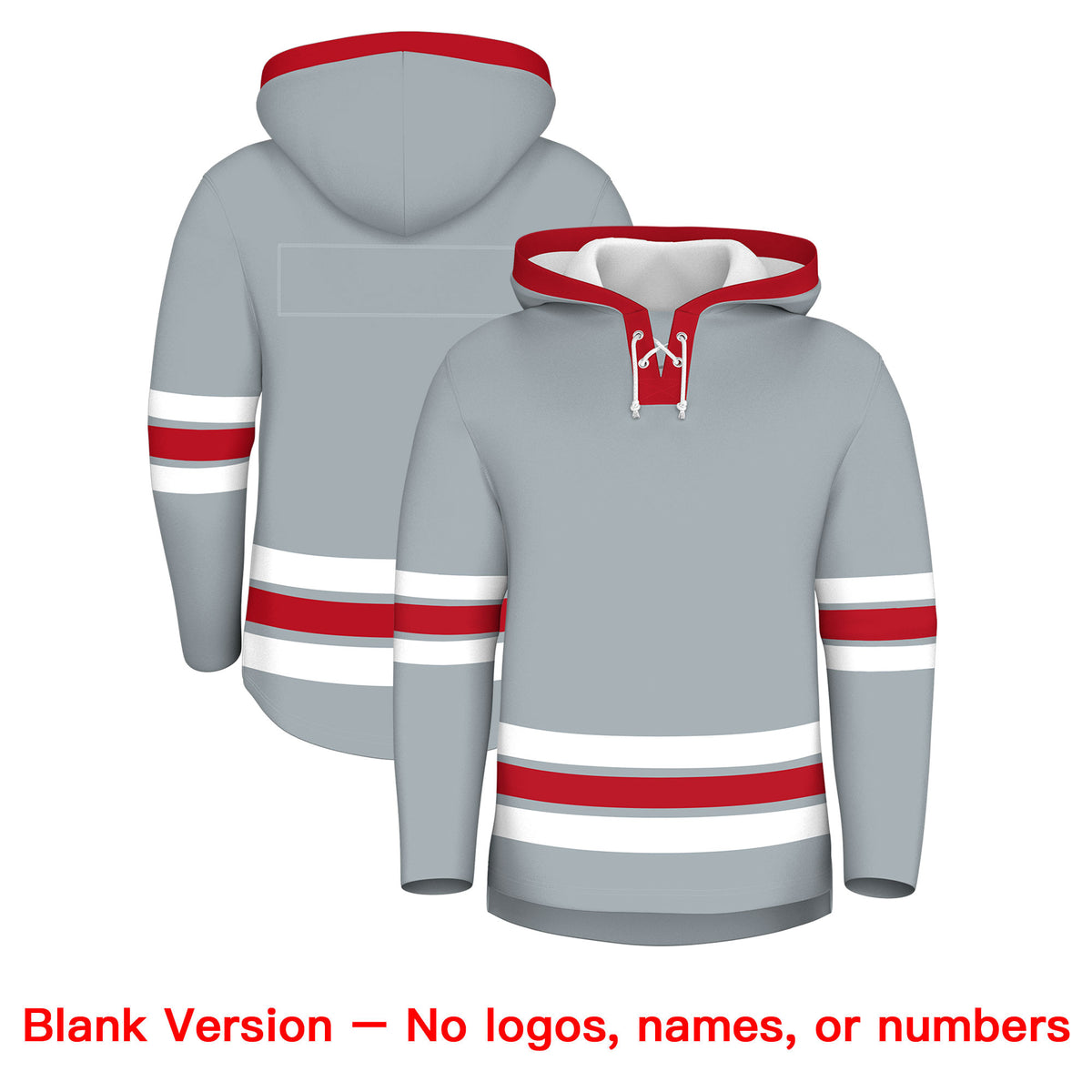 Custom Hockey Hoodie Jersey Silver Red Classic Style for Men&Youth