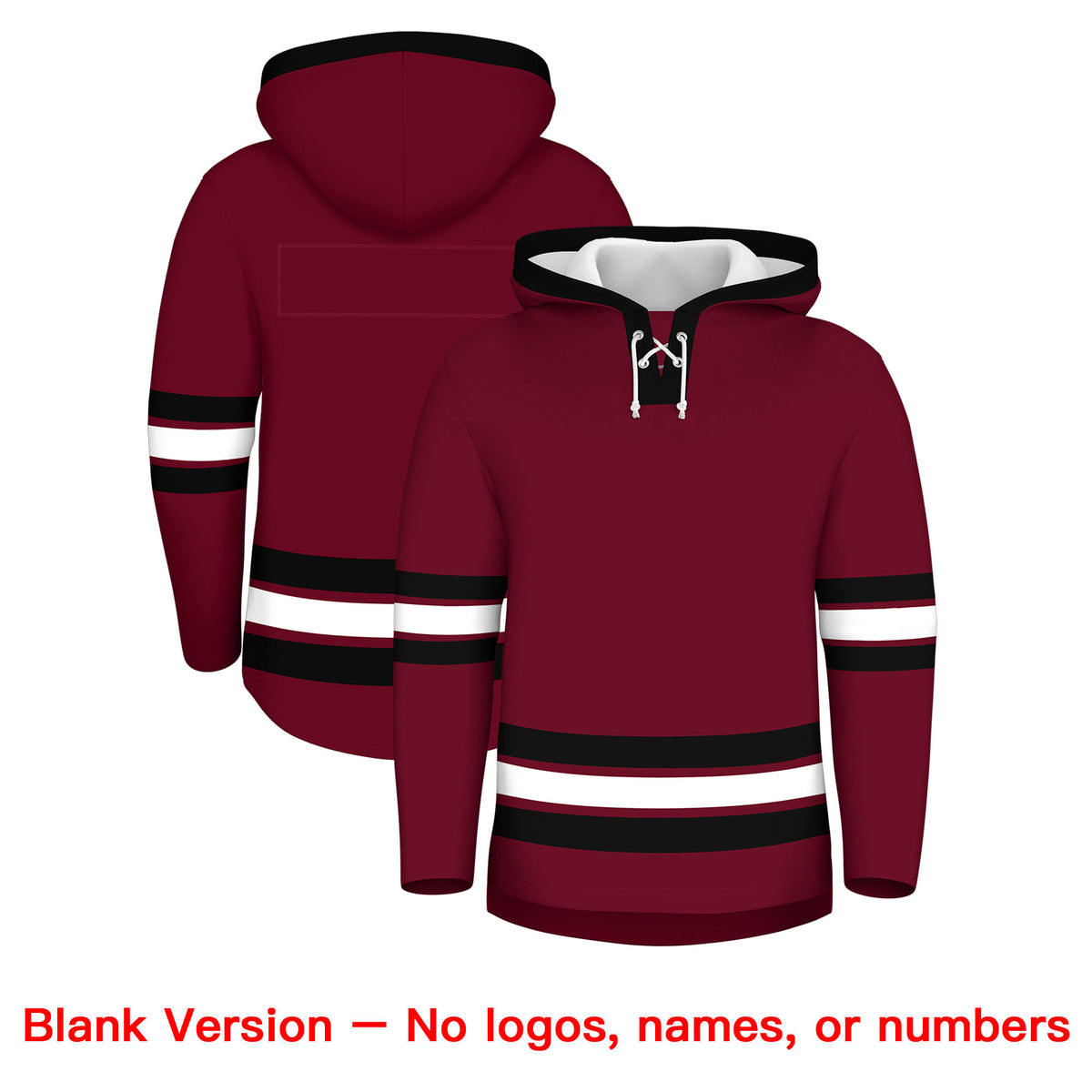Custom Hockey Hoodie Jersey Crimson Black Classic Style Add Name,Number & Logo