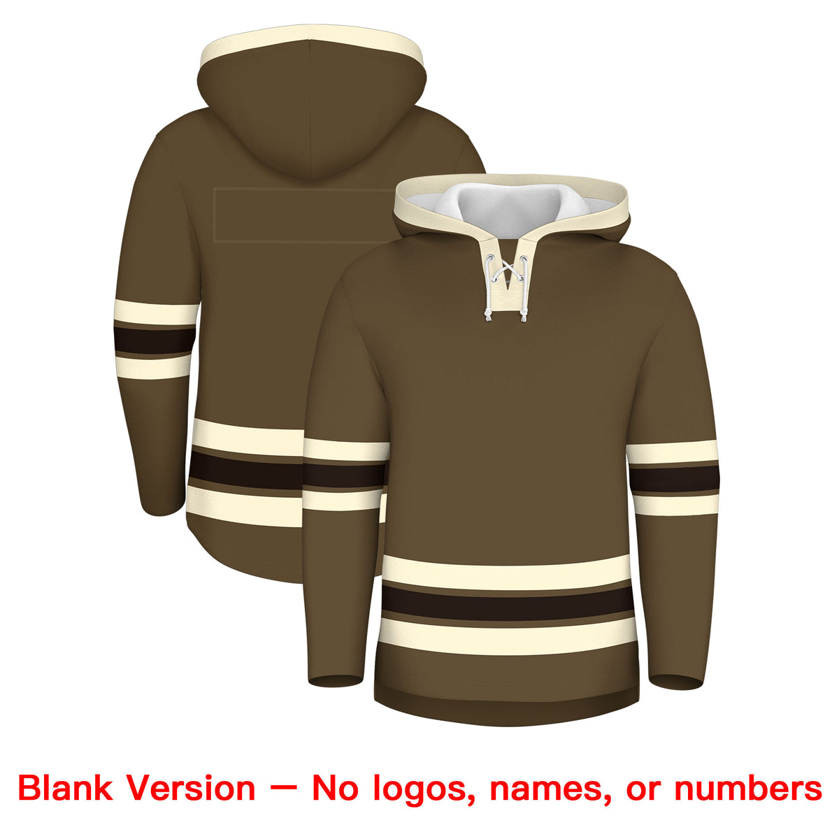 Custom Hockey Hoodie Jersey Light Brown Cream Classic Style Add Name,Number & Logo