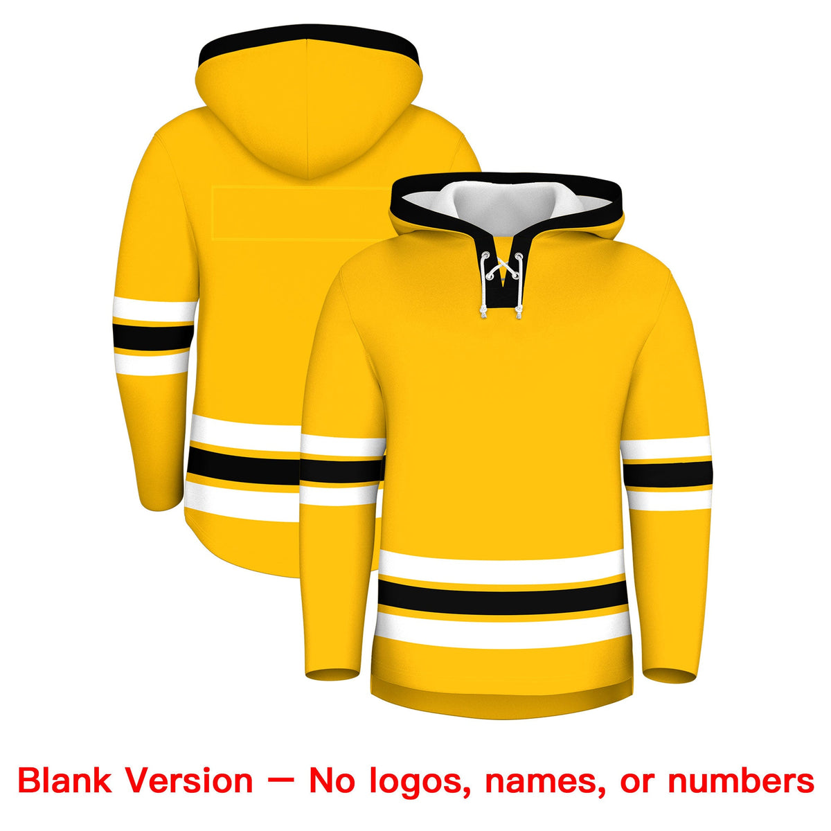 Custom Hockey Hoodie Jersey Gold Black Classic Style Add Name,Number & Logo
