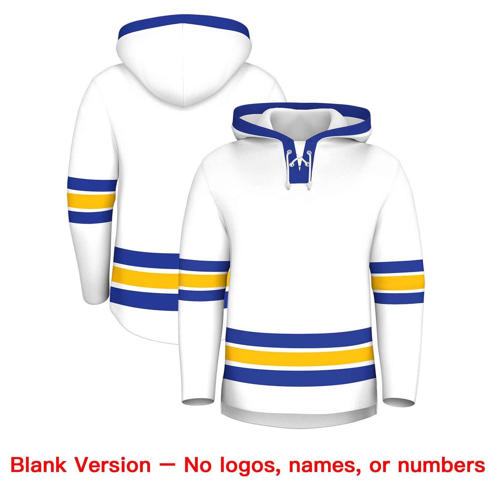 Custom Hockey Hoodie Jersey White Royal Blue Classic Style Add Name,Number & Logo
