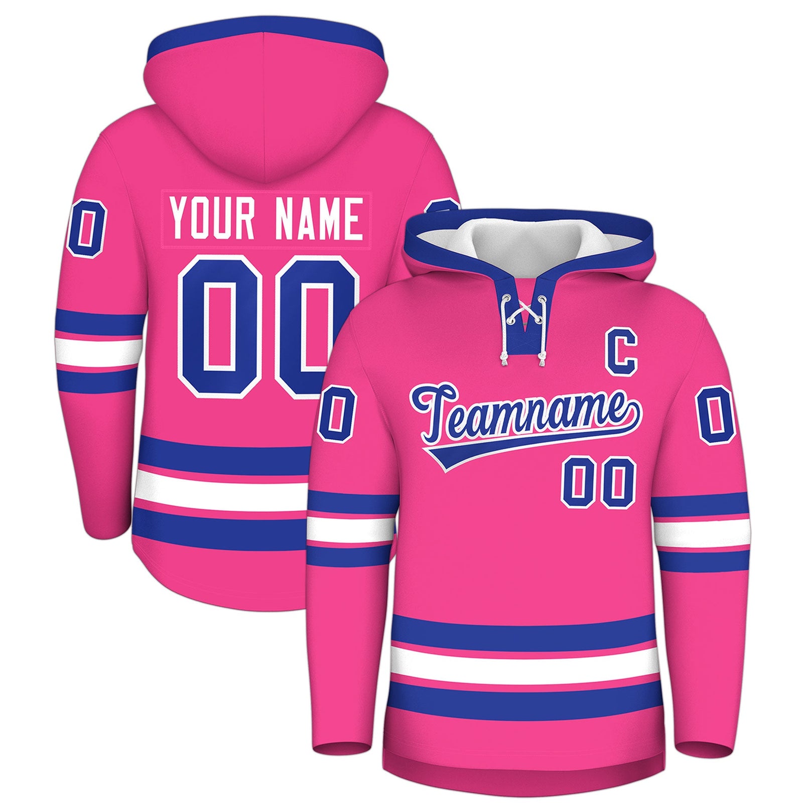 Custom Hockey Hoodie Jersey Pink Royal Blue Classic Style for Men&Youth