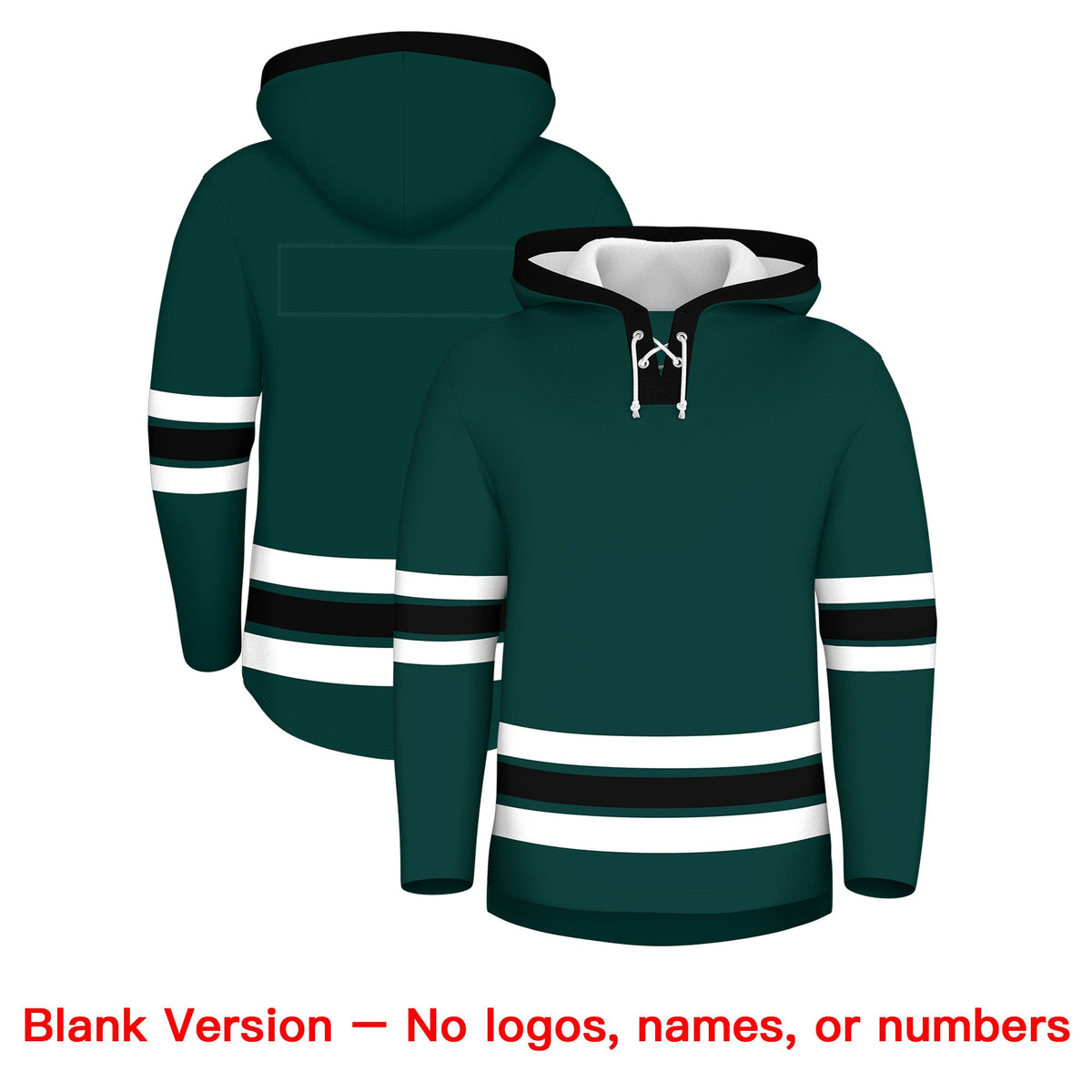 Custom Hockey Hoodie Jersey Midnight Green Black Classic Style Add Name,Number & Logo