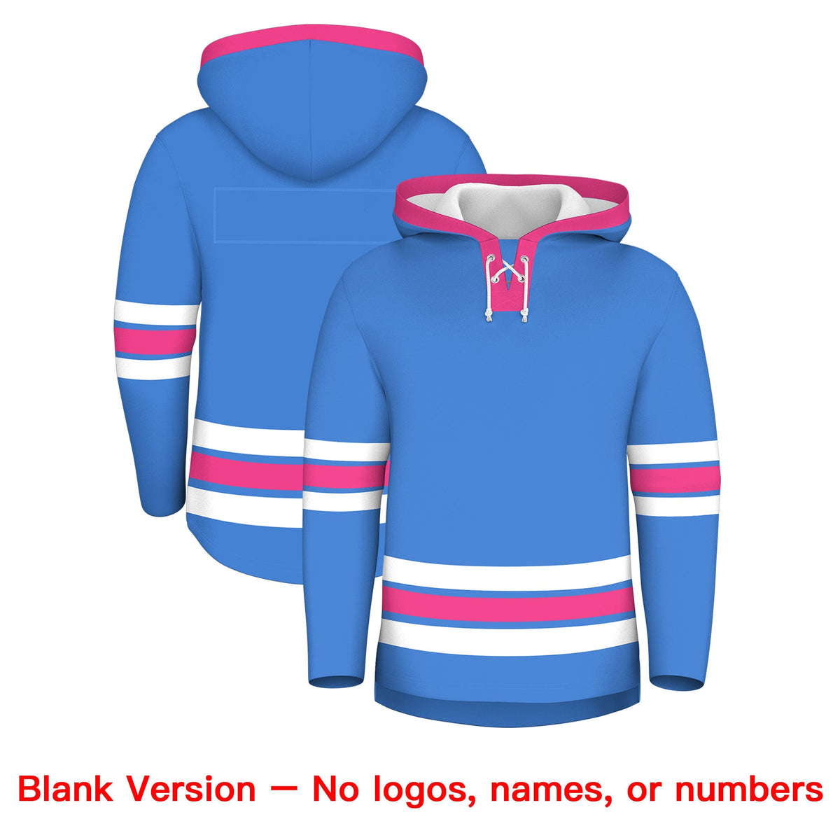 Custom Hockey Hoodie Jersey Powder Blue Pink Classic Style for Men&Youth
