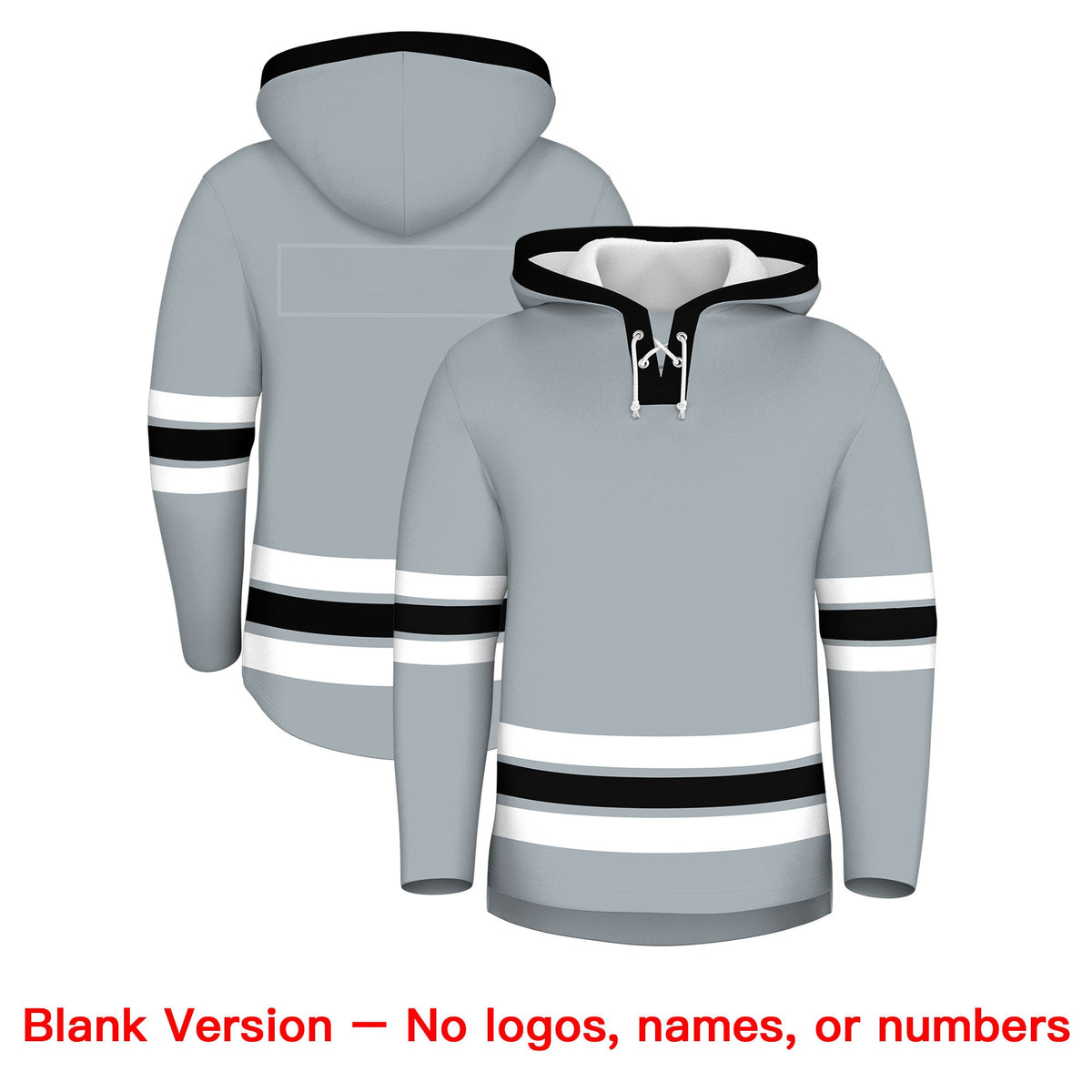 Custom Hockey Hoodie Jersey Silver Black Classic Style for Men&Youth