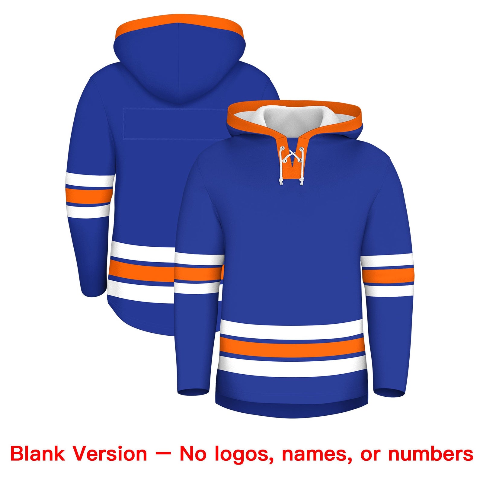 Custom Hockey Hoodie Jersey Royal Blue Orange Classic Style for Men&Youth