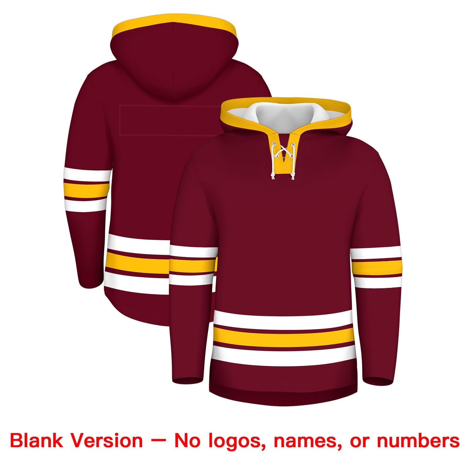 Custom Hockey Hoodie Jersey Crimson Gold Classic Style Add Name,Number & Logo