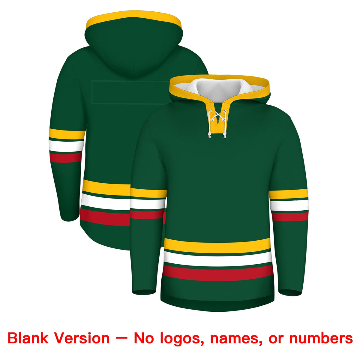 Custom Hockey Hoodie Jersey Dark Green Gold Classic Style Add Name,Number & Logo
