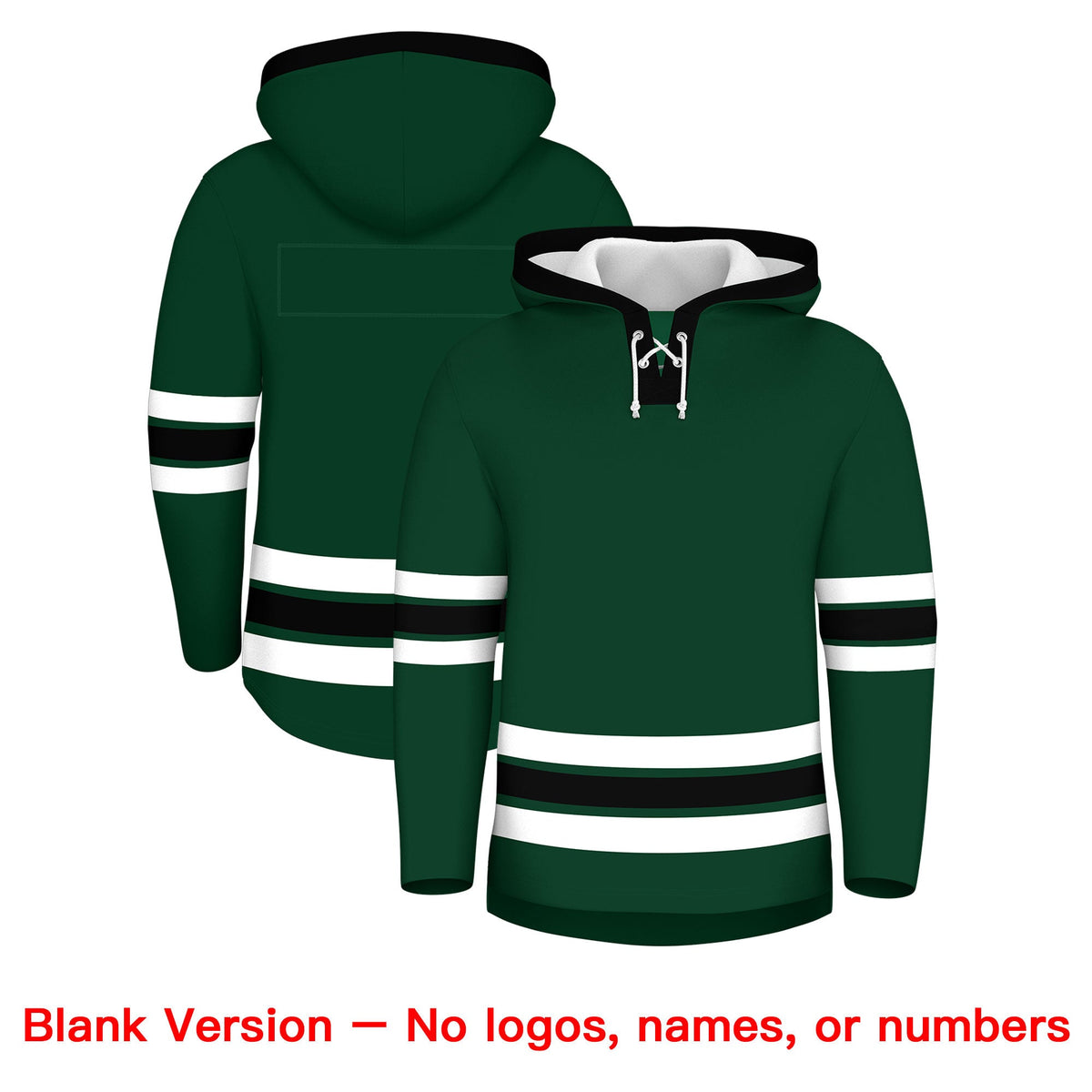 Custom Hockey Hoodie Jersey Dark Green Black Classic Style for Men&Youth