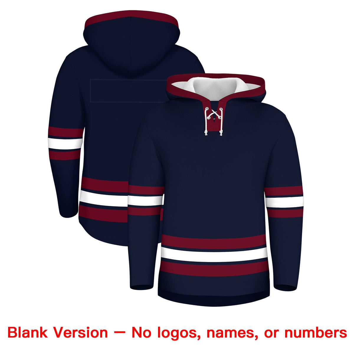 Custom Hockey Hoodie Jersey Navy Crimson Classic Style Add Name,Number & Logo